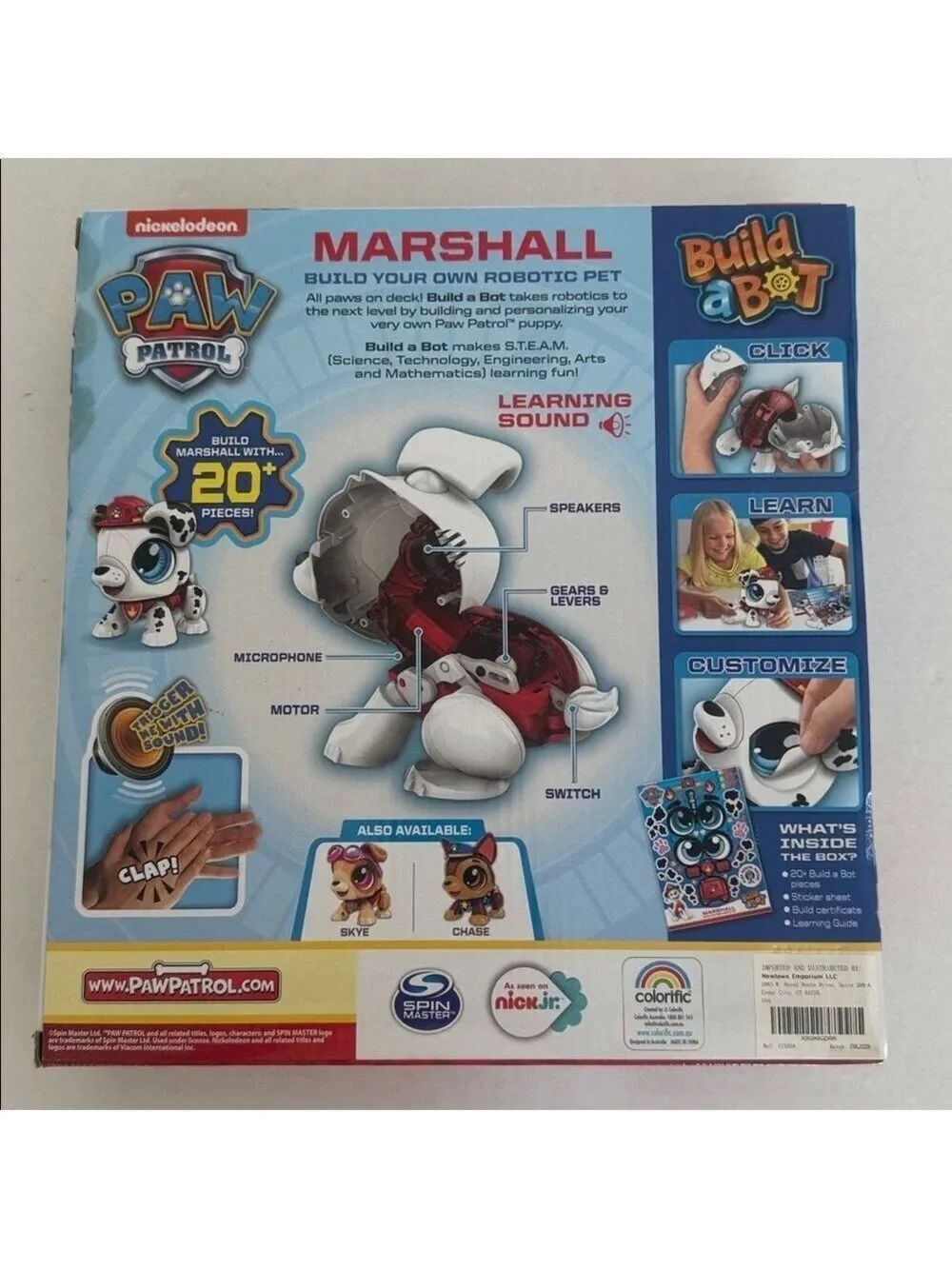 Nickelodeon Paw Patrol Marshall Build-a-Bot Robotic Pet Steam Toys Kids 3-10Y